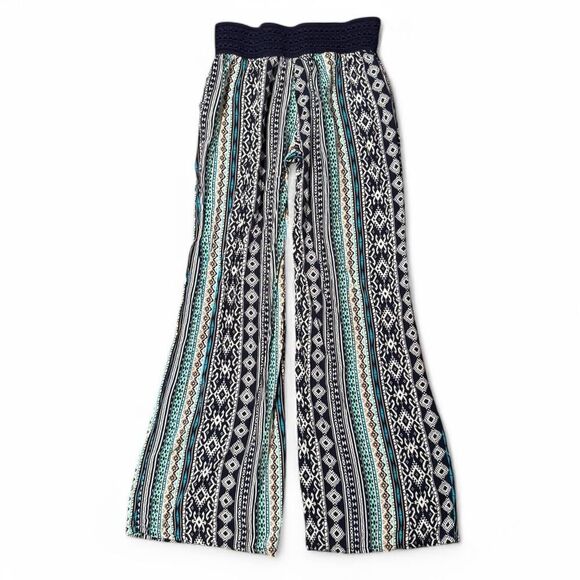 Joe B by Joe Benbasset Women's Boho Wide Leg Navy BluePrinted Rayon Pants - Picture 2 of 5